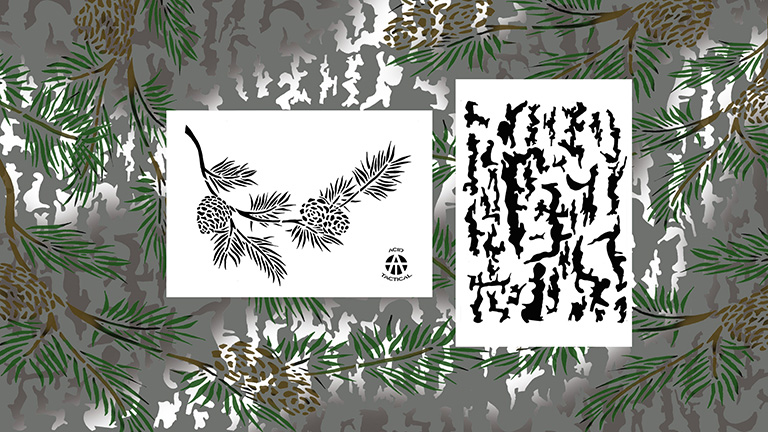 Tree Bark Camouflage Stencil Kit