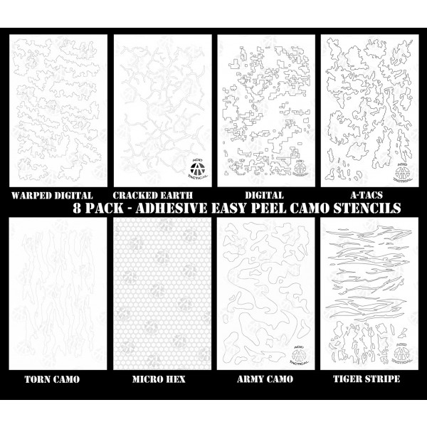 Vinyl Airbrush Camo Stencils 14" 10Mil 3 Pack DIGITAL BARK TIGER Camouflage 