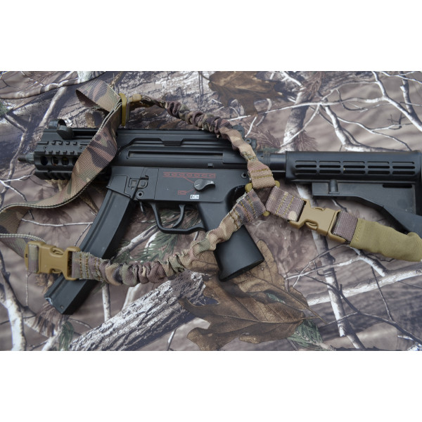 Woodland Camo HEAVY DUTY One point Bungee Rifle Shotgun Sling w/ Clasp Covers 