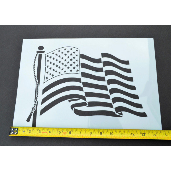 USA US American Flag Waving Wave Wavy 8.5 x 11 Stencil FAST FREE
