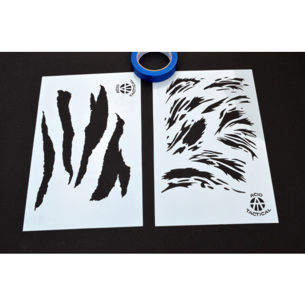 12x9 Inch"stencils Camo Tiger Stripe Small Kit Camouflage 2 