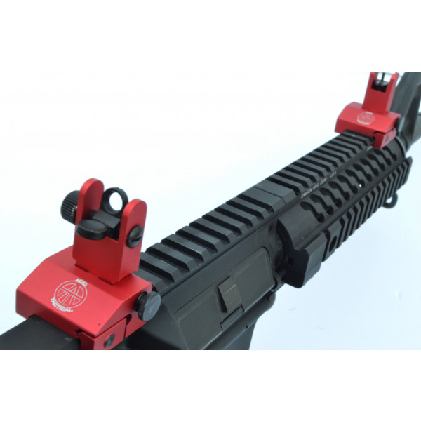 Rifle Iron Sights BUIS 2 Piece Front and Rear Flip Up Rifle Gun RED 