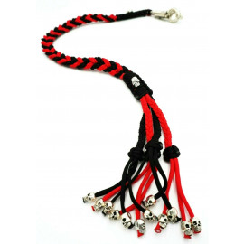 Paracord Motorcycle Biker Whip Get Back whip Metal Skulls 36" Red/Black