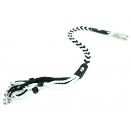 Paracord Motorcycle Biker Whip Get Back whip Metal Skulls 36" White/Black