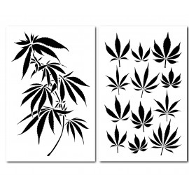 2PK Painting Stencils Camouflage Airbrush Craft cannabis Marijuana Pot leaf CAMO