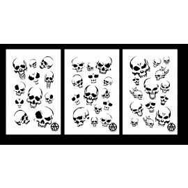 Mylar Camo Skull Gun Spray Painting Stencils RC Model Airbrush 3 Pack Skulls Set