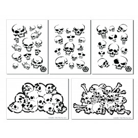 Mylar Skull Spray Painting Stencils RC Model Gun Airbrush Skulls Mask 5 DESIGNS