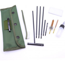 Compact Rifle Gun Cleaning Kit for .22 .223 Cal 5.56mm .22LR with OD Belt Pouch