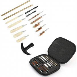 16 Piece Gun Cleaning Kit Universal with Brass Cotton Brushes and case