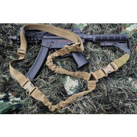Single Point Bungee Rifle / Shotgun Sling with QD & Clasp covers (TAN)