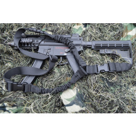 Single Point Bungee Rifle / Shotgun Sling with QD & Clasp covers (BLACK)