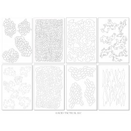 Camouflage EasyPeel Spray Paint Cerakote Camo Gun Model Stencils RC Mask 8 PACK