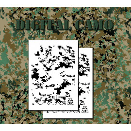 14in. Camouflage Airbrush, Spray Paint Stencils, Duracoat. (2 Pack) Digital Camo