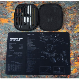 Glock Gun Cleaning Mat Diagram Schematic and Universal Cleaning Kit