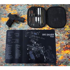 Sig Sauer P220 Gun Cleaning Mat with Universal Cleaning Kit Diagram Schematic