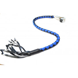 PU Leather Motorcycle Whip Get Back whip with Skull Tassles 36" Blue / BLACK