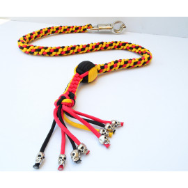 Paracord Motorcycle Whip Get Back whip 1" Ball & Skulls 36" Yellow Red Black