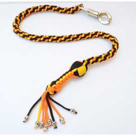 Paracord Motorcycle Whip Get Back whip 1" Ball & Skulls 36" Orange Yellow Black