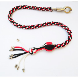 Paracord Motorcycle Whip Get Back whip 1" Ball & Skulls 36" Red White Black