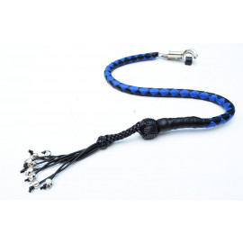 PU Leather Motorcycle Whip Get Back whip 1" Ball & Skulls 36" BLUE / BLACK