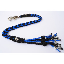 Paracord Motorcycle Biker Whip Get Back whip Metal Skulls 36" BLUE BLACK