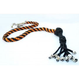 Paracord Motorcycle Whip Get Back whip 1" Ball & Skulls 36" Harley Orange / Black