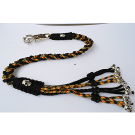 Paracord Motorcycle Biker Whip Get Back whip Metal Skulls 36" Orange Black