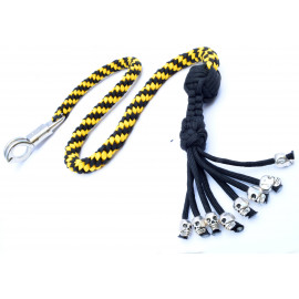 Paracord Motorcycle Whip Get Back whip 1" Ball & Skulls 36" Yellow / Black