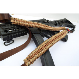 NAVAJO - Paracord Single Point Tactical Rifle Sling with compass, flint, whistle buckle. 