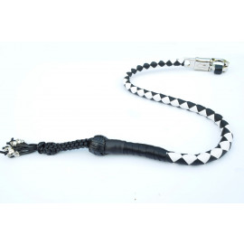PU Leather Motorcycle Whip Get Back whip 1" Ball & Skulls 36" BLACK / WHITE