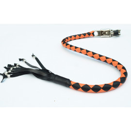 PU Leather Motorcycle Whip Get Back whip with Skull Tassles 36" ORANGE / BLACK