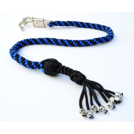 Paracord Motorcycle Whip Get Back whip 1" Ball & Skulls 36" Blue / Black