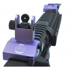 2 Piece Low Profile BUIS Front & Rear Back up Iron Metal Rifle Gun Sights - PURPLE
