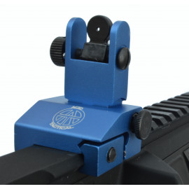 2 Piece Low Profile BUIS Front & Rear Back up Iron Metal Rifle Gun Sights - BLUE