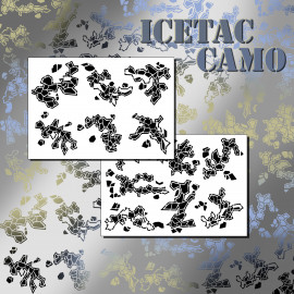 2 PACK Mylar Spray Through Camo Gun Airbrush Spray Paint Camo Stencils ICETAC