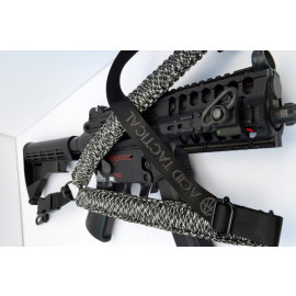 BLACK / WHITE - Single Point Tactical Paracord Rifle Gun Sling