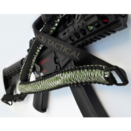 GREEN CAMO / BLACK - Single Point Tactical Paracord Rifle Gun Sling
