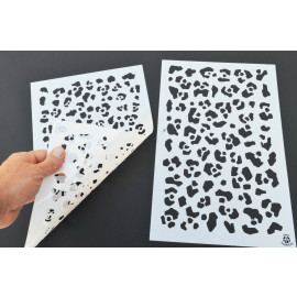 2 PACK Mylar Spray Through Gun Airbrush Spray Paint Camo Stencils Leopard Print