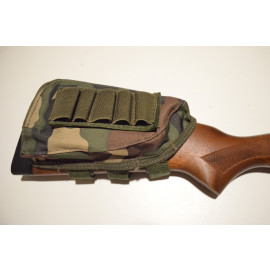 Shotgun Buttstock Shell Holder & Cheek Rest (Woodland Camo)