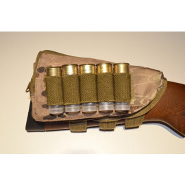 Shotgun / Rifle Buttstock Shell Holder & Cheek Rest - Tan Hex